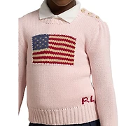 Polo Ralph Lauren Toddler and Little Girls Flag Crewneck Sweater