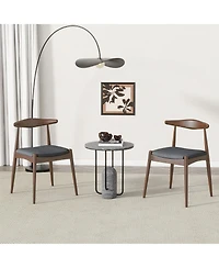 Flynama Set of 2 Rubberwood Dining Chairs, Ergonomic Arched Back Tsca Foam 300lbs Capacity