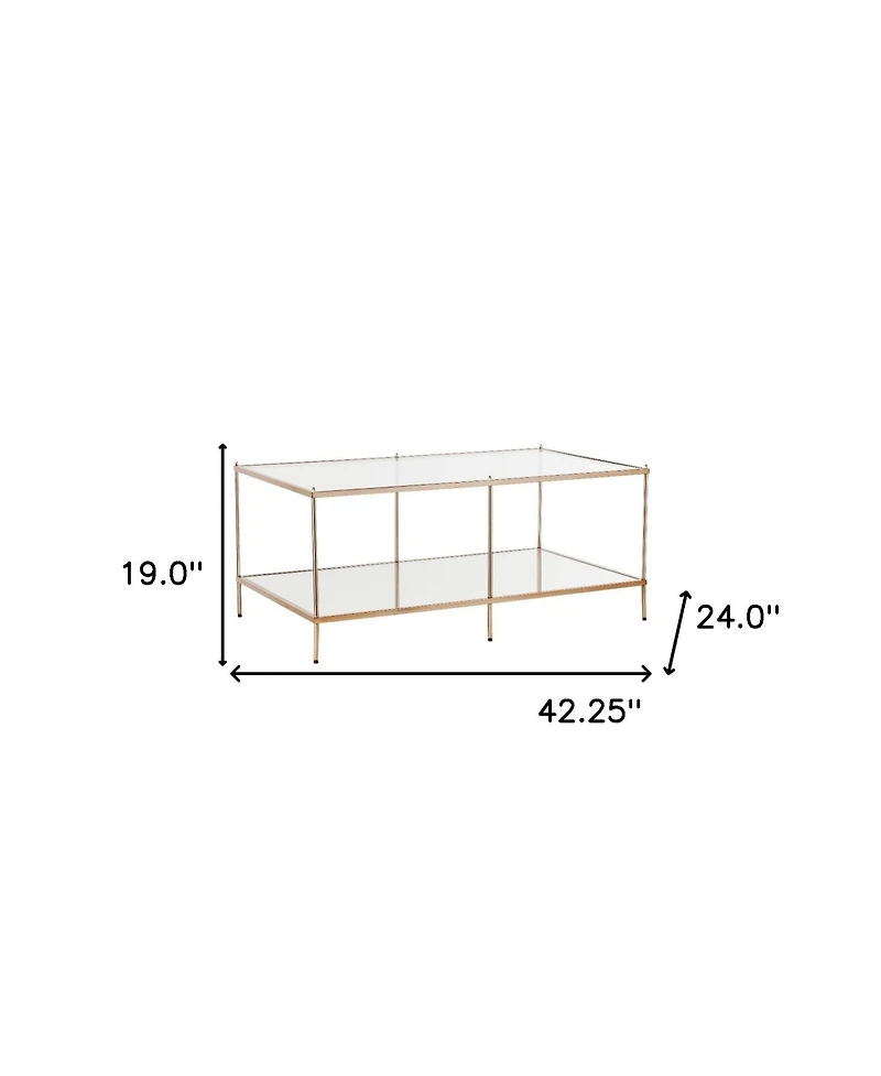 HomeRoots 42" Clear And Glass And Metal Coffee Table