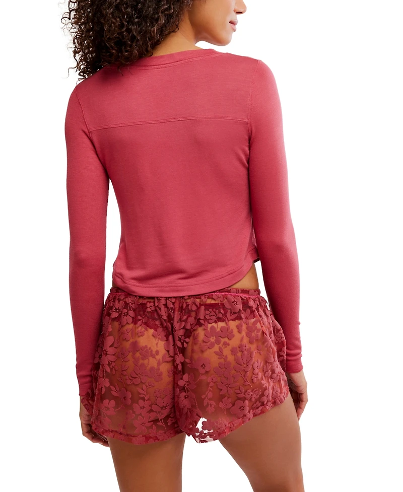 Free People Women's Early Sunset Lace Floral-Print Pull-On Shorts, 2" Inseam