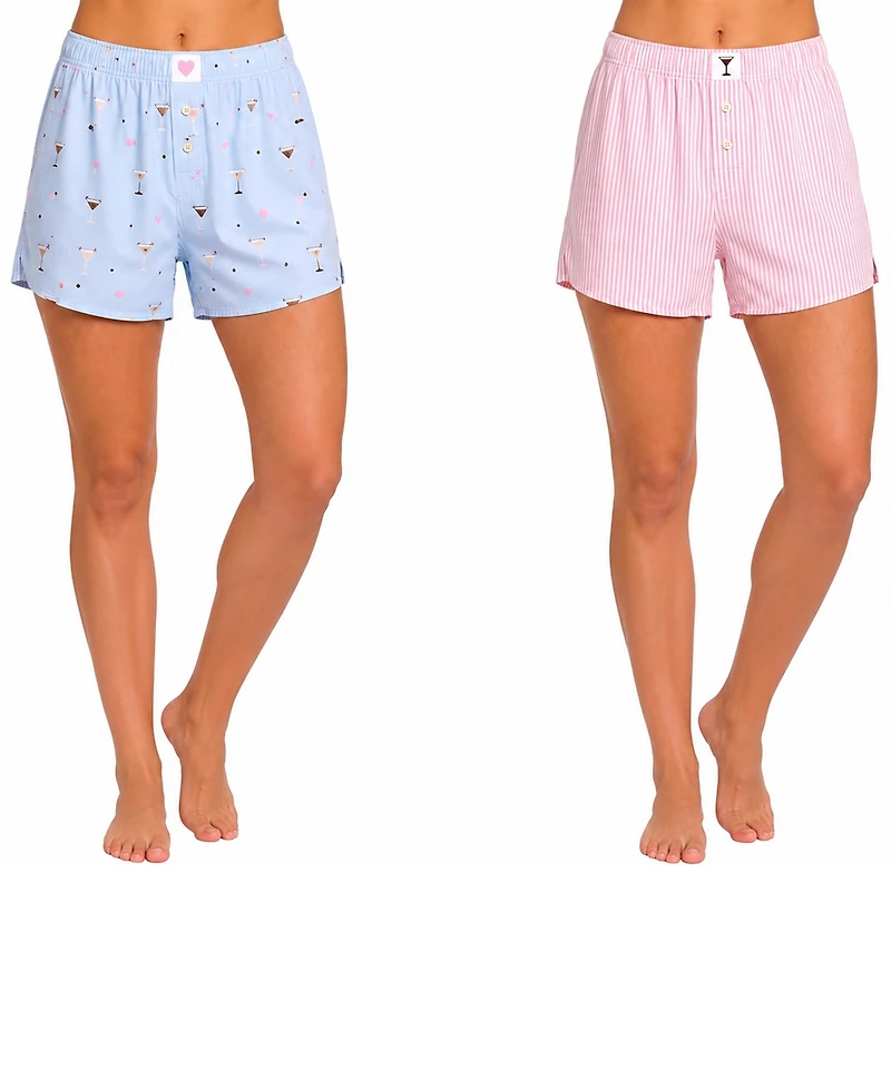 Jaclyn Intimates Women's Rayon Woven Poplin Pajama Shorts, 2-Pack