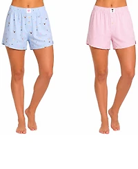 Jaclyn Intimates Women's Rayon Woven Poplin Pajama Shorts, 2-Pack