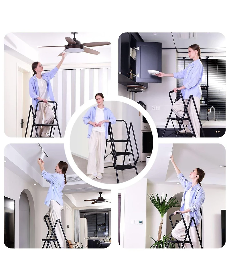 Streamdale Furniture 5-Step Folding Steel Ladder Stool with Anti-Slip Handle and Pedals, 330 lb Capacity