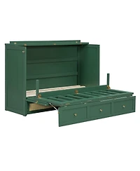 Clihome Queen Murphy Bed with Large Drawers