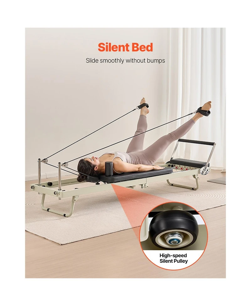 Vevor Foldable Pilates Reformer Pilates Machine Home Gym Equipment with Resistance