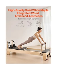 Vevor Pilates Reformer Wood Pilates Machine Home Gym Workout Equipment with Resistance