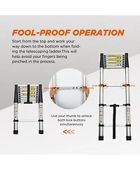 Streamdale Furniture 10.5FEET Telescoping Aluminum Extension Ladder, 300 lbs Capacity