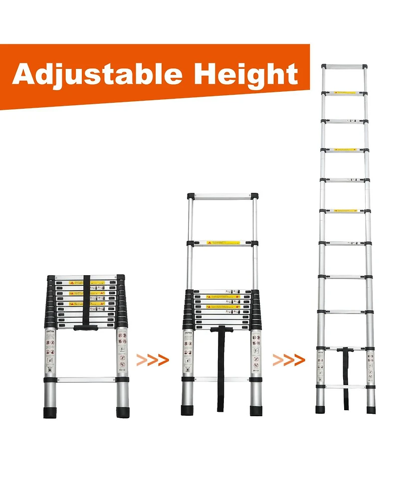 Streamdale Furniture 10.5FEET Telescoping Aluminum Extension Ladder, 300 lbs Capacity