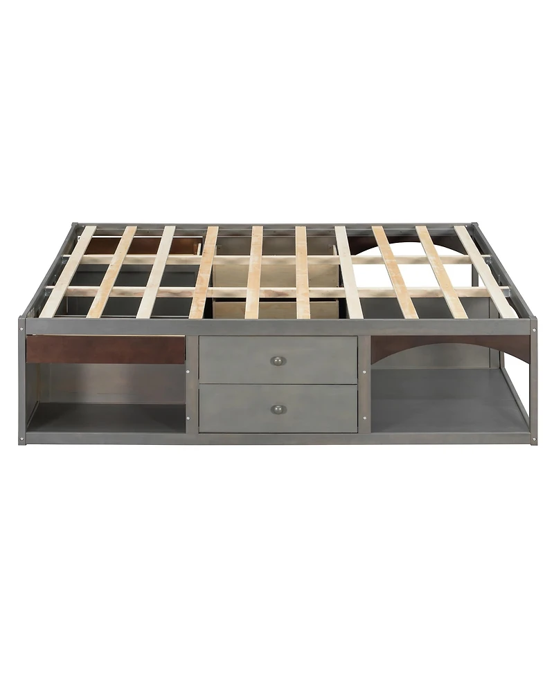 Clihome King Bed Frame with Storage Drawers, No Headboard Platform Bed, Pet-Friendly Design, Box Spring Needed, Modern Minimalist Style