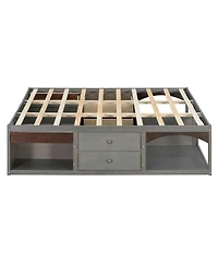 Clihome King Bed Frame with Storage Drawers, No Headboard Platform Bed, Pet-Friendly Design, Box Spring Needed, Modern Minimalist Style