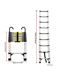 Streamdale Furniture 8.5FEET Telescopic Aluminum Alloy Folding Ladder with Hooks and Triangular Support