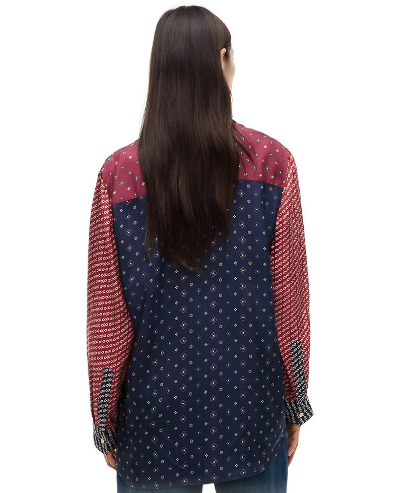 Tommy Hilfiger Women's American Icons Patchwork Long-Sleeve Shirt