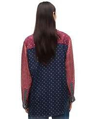 Tommy Hilfiger Women's American Icons Patchwork Long-Sleeve Shirt