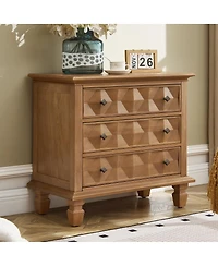 Streamdale Furniture Farmhouse Nightstand with Charging Station and 3 Drawers