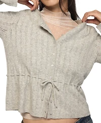 Lucky Brand Women's Cloud Soft Babydoll Pointelle Cardigan