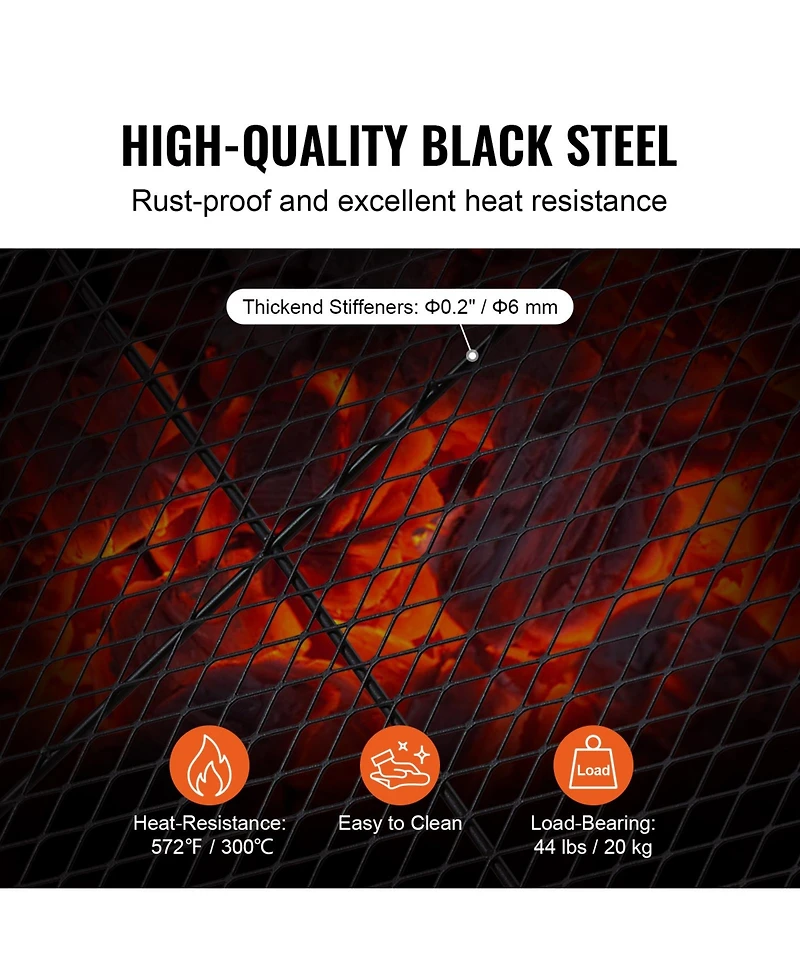 Vevor 32" Rectangle Cooking Grate Fire Pit Grill Grate X-Marks Heavy-Duty Steel