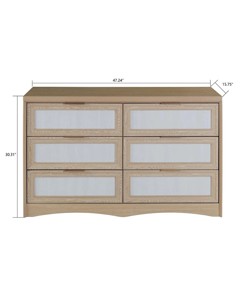 Streamdale Furniture Transitional 6-Drawer Farmhouse Dresser
