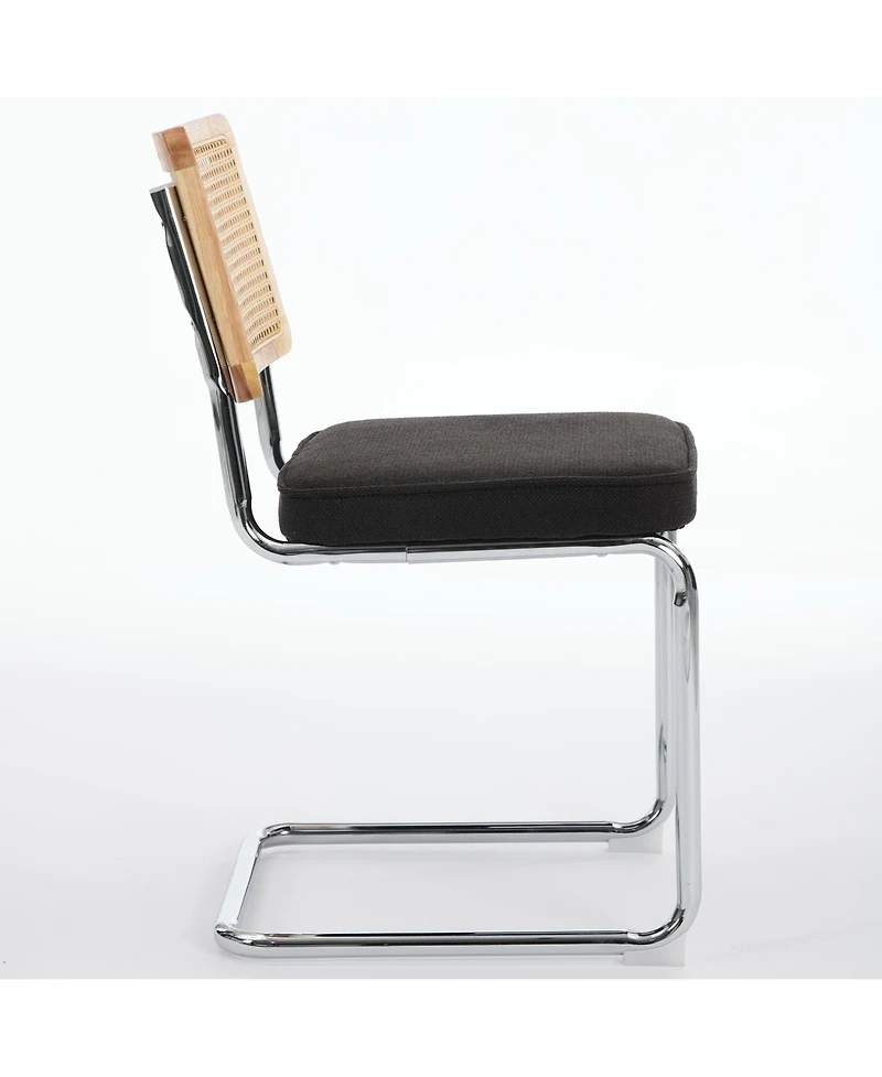 Flynama Set of 2 Back Cantilever Dining Chairs, Velvet Upholstered Chrome Double Steel Pipe Base 360 Lbs Capacity