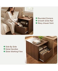 Streamdale Furniture Nightstand Set of 2 with Charging Station and Drawer