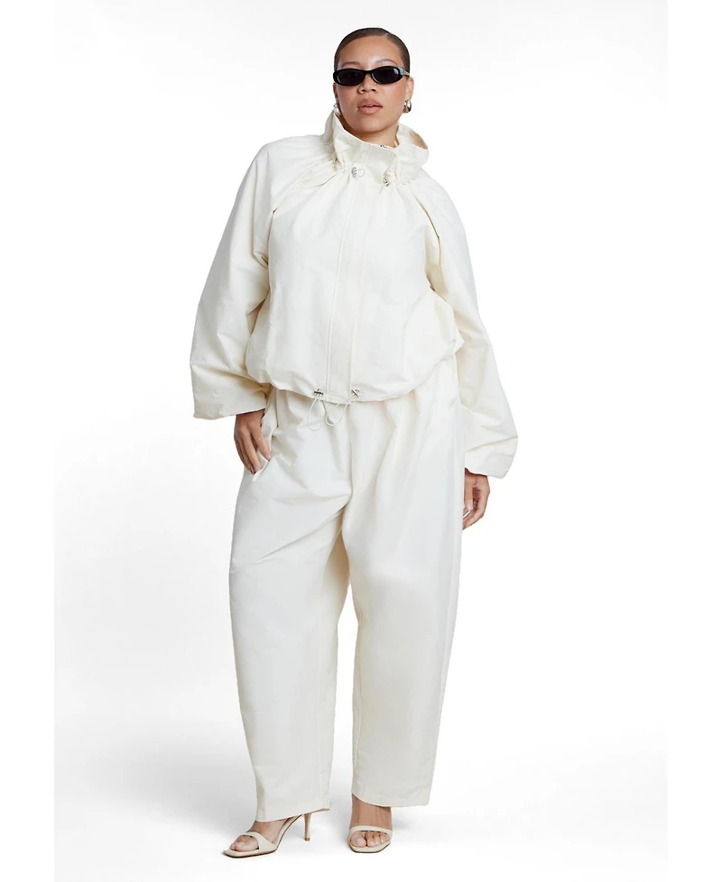 Eloquii Plus Cotton-Blend Drawcord Bomber Jacket