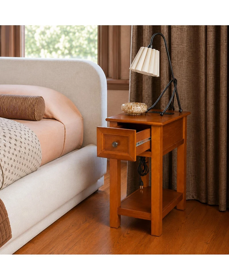 Streamdale Furniture Mission Wood End Table with Drawer and Shelf
