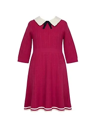 Hope & Henry Little Girls 6-12 Organic Collared French Cable Sweater Dress