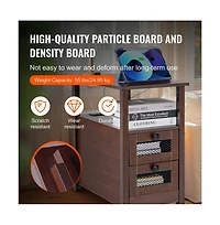 Slickblue Bedroom Nightstand with Usb Charging Station, 2 Drawers, Cabinet Storage and Open Shelves
