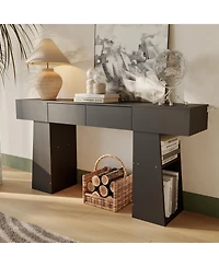 gaomon 63" Long Console Table with 2 Drawers, Modern Farmhouse Entryway Behind Couch Hidden Storage Space