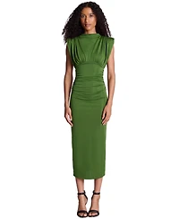 Kenneth Cole Women's Shoulder Pad Ruched Midi Dress