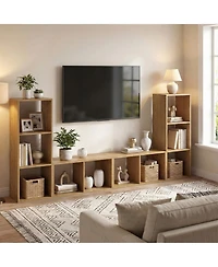 Sugift 3-Cube Bookshelf with Back Guardrail for Living Room