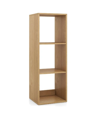 Sugift 3-Cube Bookshelf with Back Guardrail for Living Room