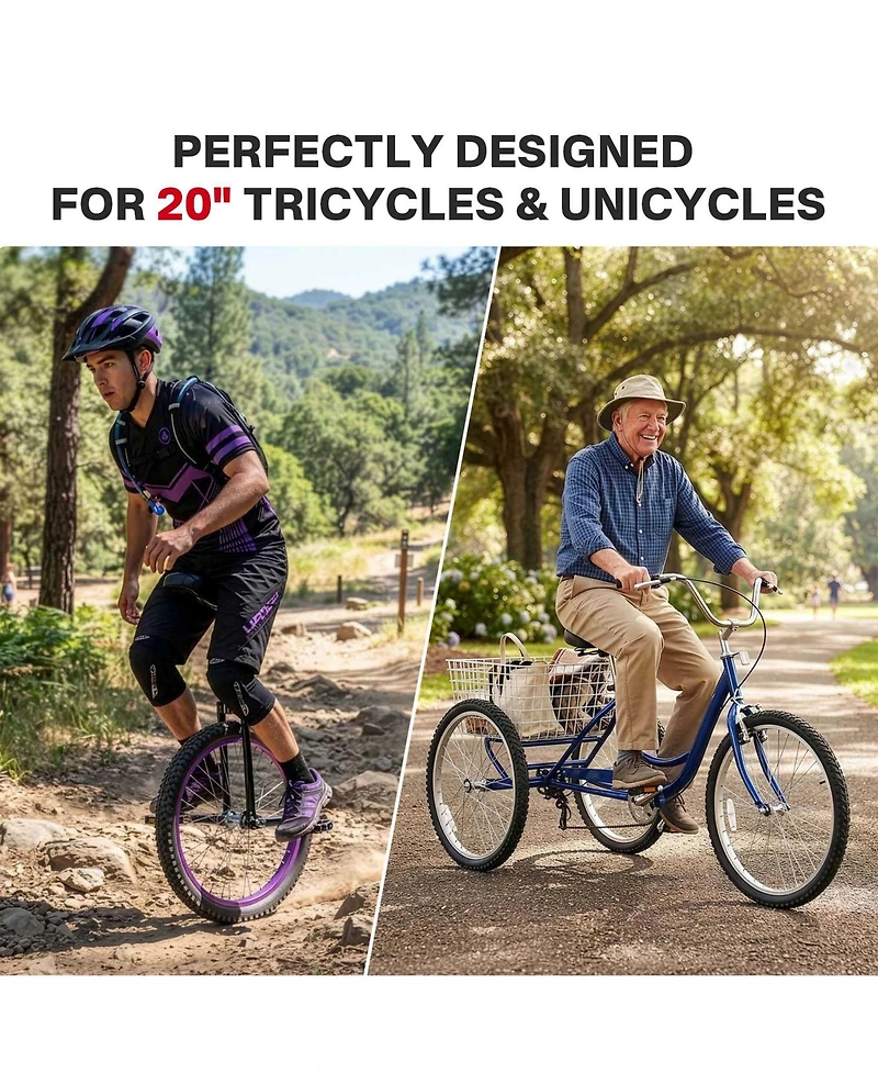 Yescom 20" x 2.125" Heavy-Duty Mountain Tread Tricycle and Unicycle Tire and Tube Set, 3-Pack