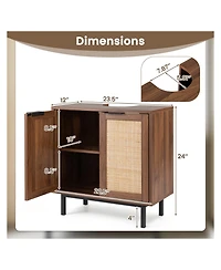 Volenca 23.5 x 12 24 Bathroom Vanity Cabinet with Rattan Doors, U-Shaped Cut-Out and Shelf