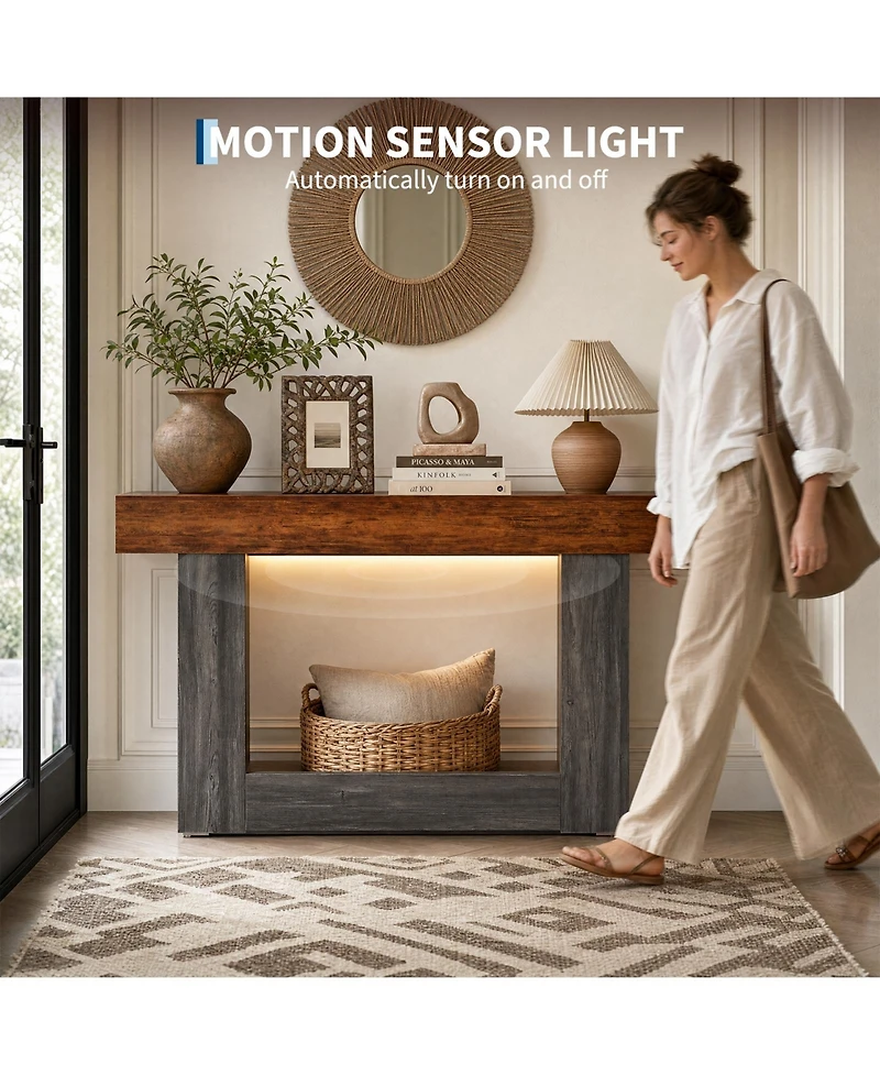 gaomon Console Table with Outlets and Led Lights