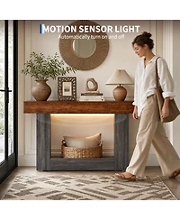 gaomon Console Table with Outlets and Led Lights