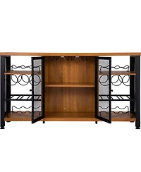 Slickblue Farmhouse Wine Bar Cabinet with Bottle Rack, Glass Storage Holders for Dining and Living Room
