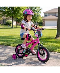 Hongge 14-Inch Kids Bike with Training Wheels and Dual Braking System, Ages 3-5