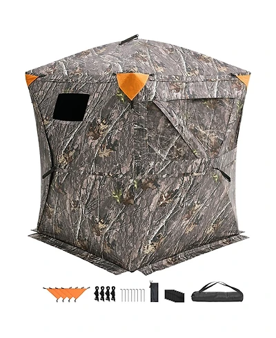 Hongge Pop Up Hunting Ground Blind 270 Degree View 55.5 x 55.9 x 66.7 inches for 1 to 2 Hunters with Carry Bag