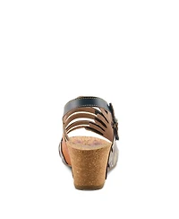 L'Artiste Women s Buckleitup Floral Wedge with Supportive Cushioned Comfort