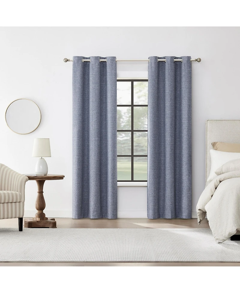 Sun Zero Tula Crosshatch 100% Blackout Grommet Curtain Panel