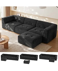 Aheaplus 4-Seater L-Shaped Modular Sectional Sofa, Boneless Living Room Sofa