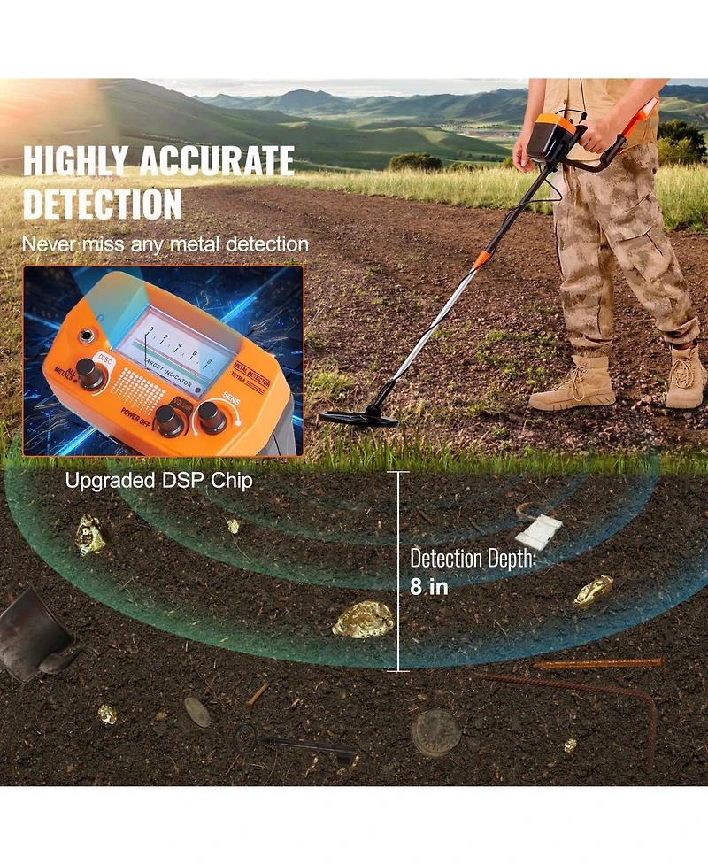 Hongge 8 Inch Waterproof Search Coil Metal Detector with Lcd Display