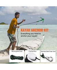 Hongge 3.5 lb Folding 4-Fluke Kayak Anchor Kit for Paddle Boards