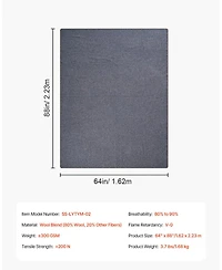 Hongge Warm Wool Blend Stadium Camping Blanket 64 x 88 inches Flame Retardant for Hiking and Travel
