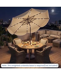 Gouun 10 feet Scalloped Solar Patio Umbrella with 24 Led Lights and Tilt