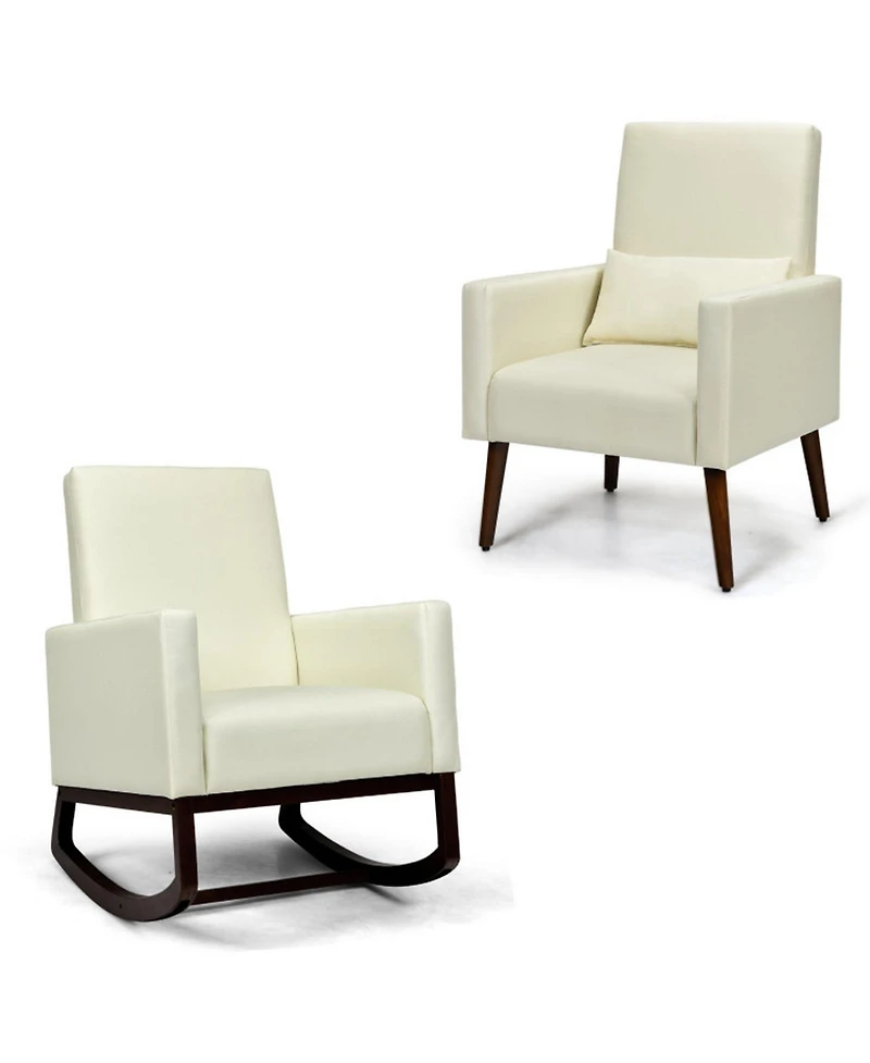 Gouun 2-in-1 Convertible Rocking and Stationary Upholstered Armchair