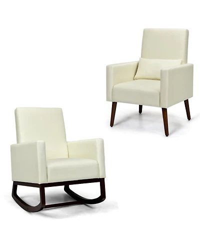 Gouun 2-in-1 Convertible Rocking and Stationary Upholstered Armchair