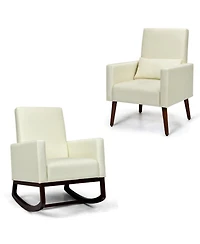 Gouun 2-in-1 Convertible Rocking and Stationary Upholstered Armchair