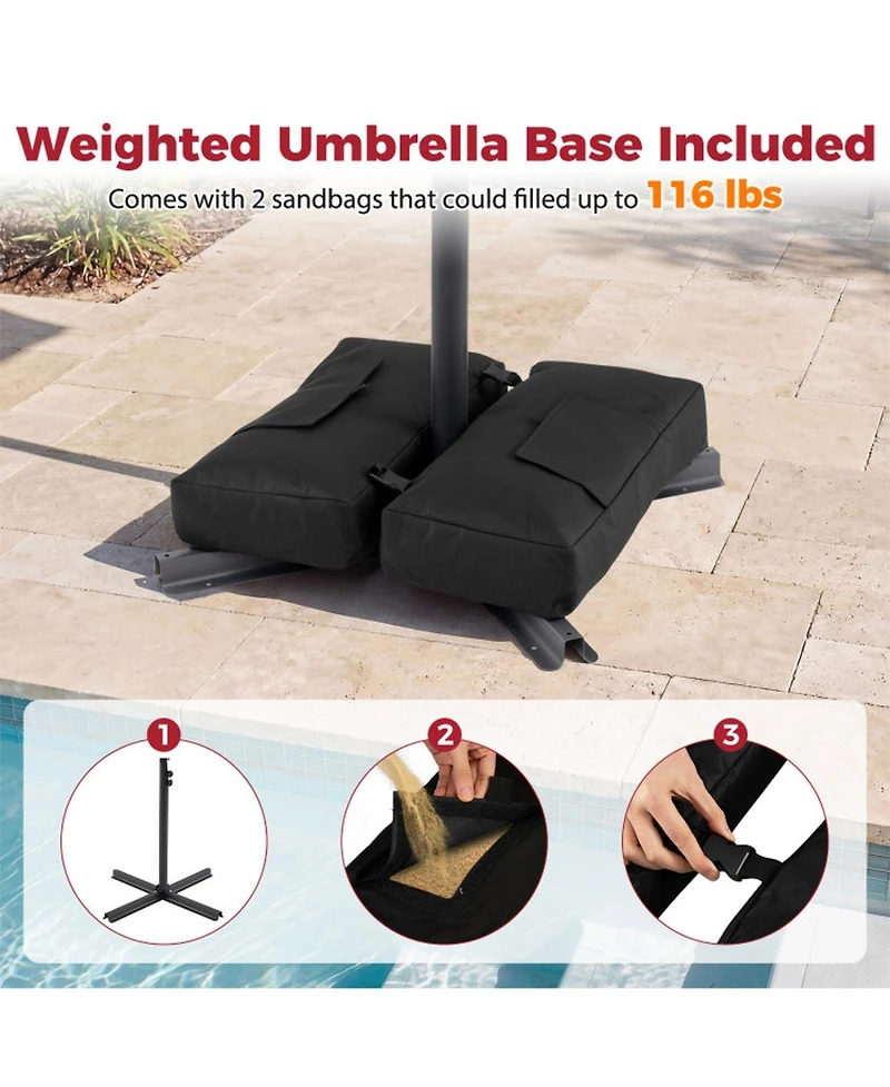Gouun 10-Foot Offset Cantilever Patio Umbrella with Included Base
