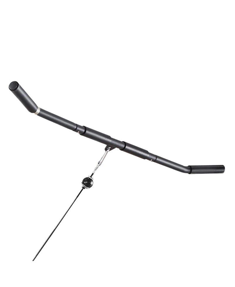 Hongge 2-Piece Lat and Lift Pulley System with Steel Cables Short Bar and Dual Grip Handles up to 330 lbs